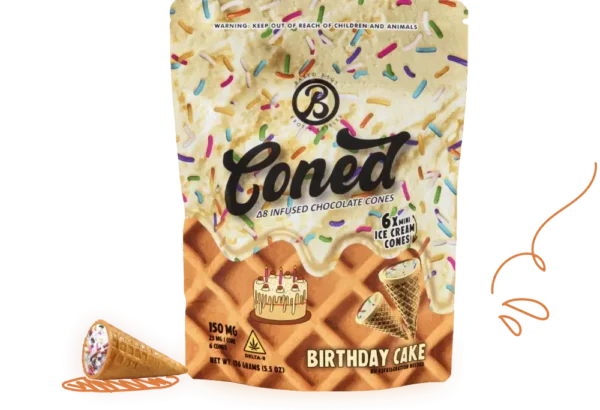 Baked Bags Birthday Cake THC Ice Cream Cones